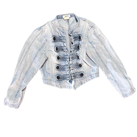 & AND JACKET CROPED DENIM WITH METAL BUTTON BRAID DETAIL SIZE 6 - Picture 1 of 5